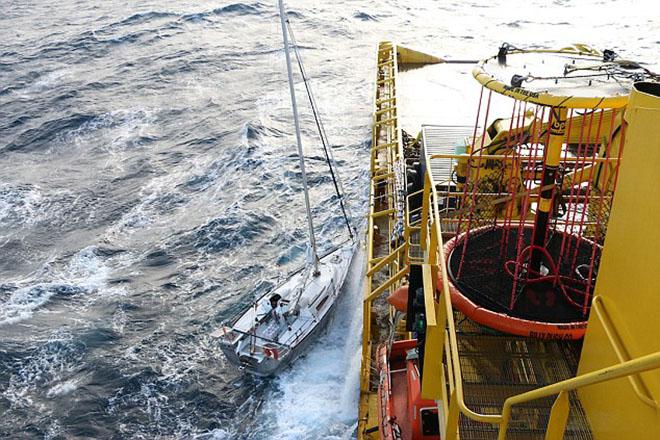 The ice-breaker Tor Viking came to the rescue of Mr Wattecamps after a massive wave hit his boat in the middle of the night © Julian Robinson